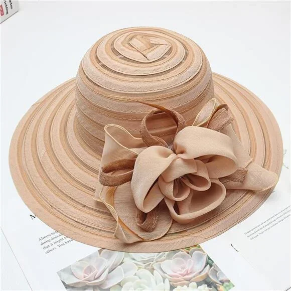 Kentucky Derby Hats - Organza Hat Fascinator Hat Khaki Women Kentucky Church Derby Hats Fascinators Hats for Women  main image 4